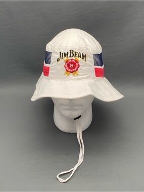 Jim Beam Whiskey Bucket Hat White Mesh Floppy Gilligan The Standard Since 1795